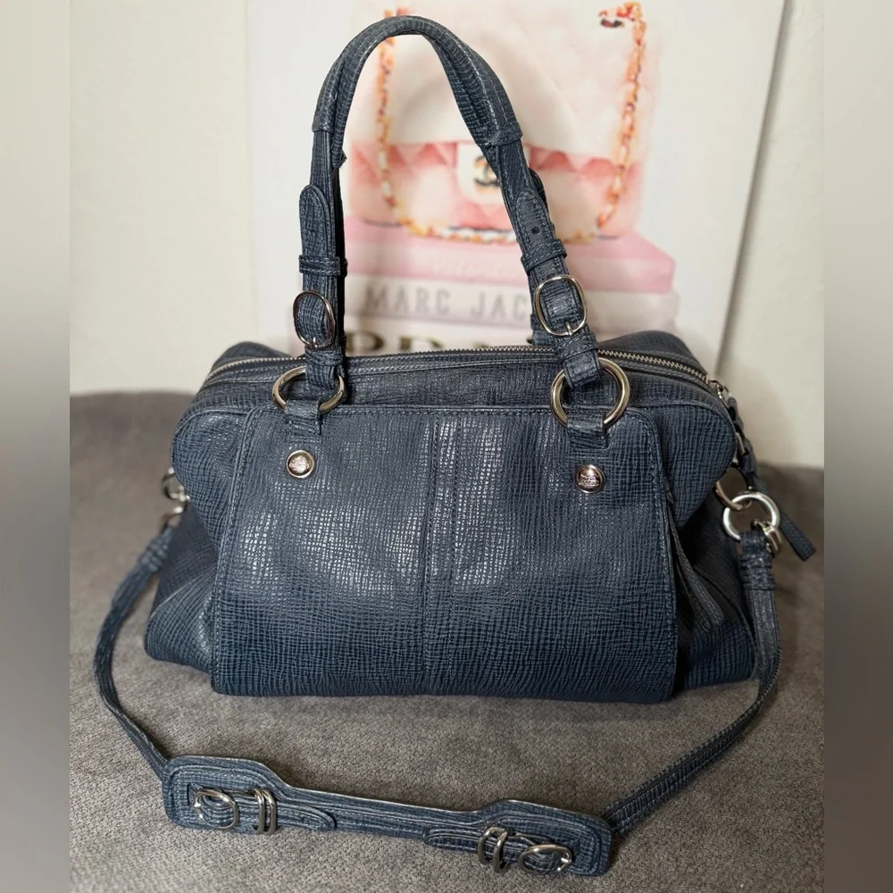 Coach Mia Textured Navy Leather Harper Satchel No. E1069-15744 - Picture 3 of 13